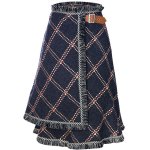 画像1: Women's  irregular tassel hairy long cloth skirt タッセル＆フリンジチェックスカート (1)