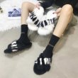 画像8: women's rabbit furflat slippers モコモコリアルラビットファースリッパサンダル  (8)