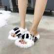 画像6: women's rabbit furflat slippers モコモコリアルラビットファースリッパサンダル  (6)