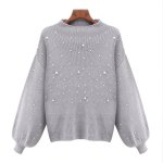 画像2:   long-sleeved pullover sweater パール付ランタンスリーブセーター 　プルオーバー (2)