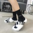 画像4: women's rabbit furflat slippers モコモコリアルラビットファースリッパサンダル  (4)