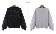 画像5:   long-sleeved pullover sweater パール付ランタンスリーブセーター 　プルオーバー (5)