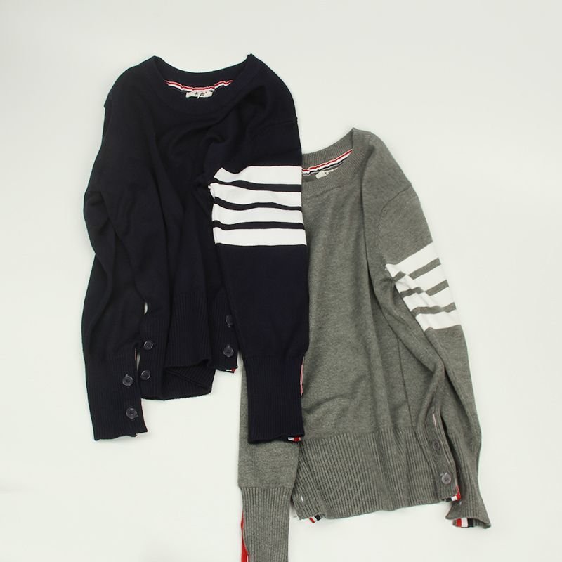 画像9: slash line sweater Knit Pullover  男女兼用ユニセックスライン入り丸首プルオーバー セーター ニット (9)