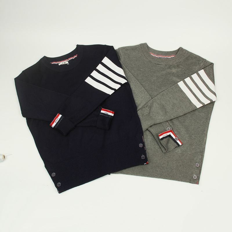 画像8: slash line sweater Knit Pullover  男女兼用ユニセックスライン入り丸首プルオーバー セーター ニット (8)