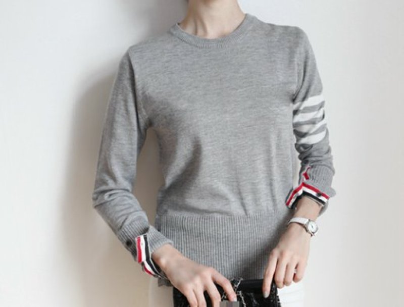 画像5: slash line sweater Knit Pullover  男女兼用ユニセックスライン入り丸首プルオーバー セーター ニット (5)