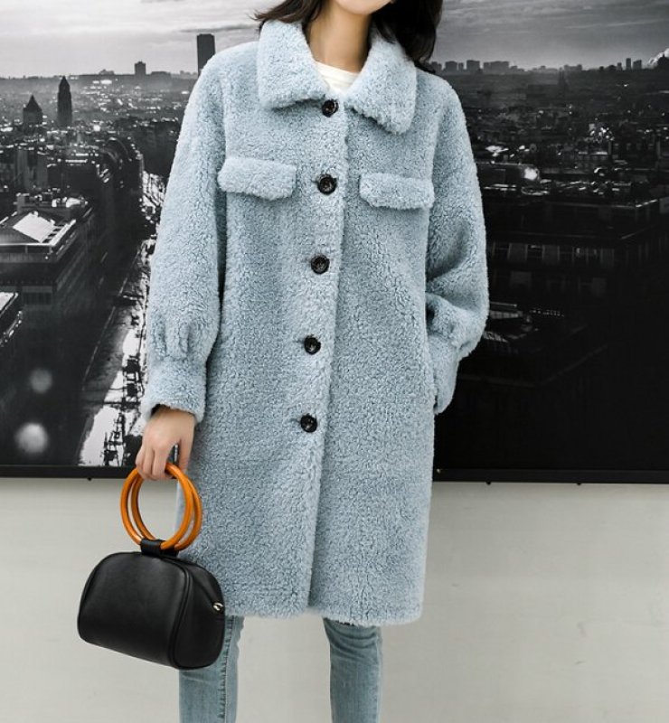 画像3: Women's sheep shearing coat  wool coat  jacket シンプルロングシープスキンコート ジャケット (3)