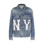 画像1: man&woman letter denim jacket  男女兼用デニムレターロゴ付Gジャン　ジャケット (1)