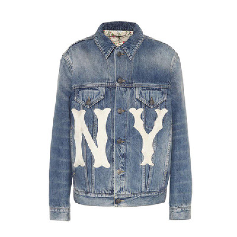 画像1: man&woman letter denim jacket  男女兼用デニムレターロゴ付Gジャン　ジャケット (1)