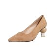 画像1: Women’s Unique heel suede pumps 　リアルスエードオシャレなヒールパンプス　 (1)