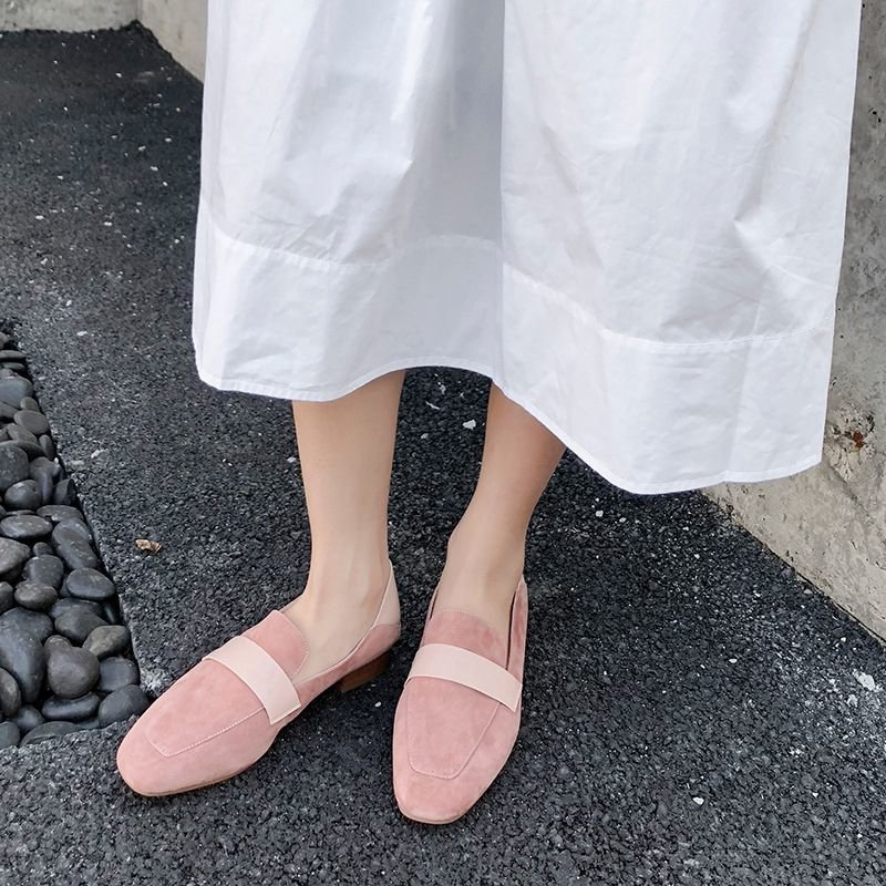 画像3: Women’s soft bottom flat casual  leather shoesリアルスエードフラットローファーパンプス　 (3)