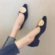 画像6: Women’s new suede retro wild shallow mouth low heel  shoesフラットスエードバックル付パンプス　シューズ (6)