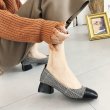 画像3: Women’s square head scoop shoes 太目ヒールバイカラーパンプス　シューズ (3)