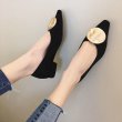 画像5: Women’s new suede retro wild shallow mouth low heel  shoesフラットスエードバックル付パンプス　シューズ (5)