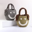 画像10: straw weird plush smile face portable bucket fur tote bag スマイル　ニコちゃんバケットトートかご籠バック (10)