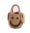 画像6: straw weird plush smile face portable bucket fur tote bag スマイル　ニコちゃんバケットトートかご籠バック (6)