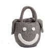 画像5: straw weird plush smile face portable bucket fur tote bag スマイル　ニコちゃんバケットトートかご籠バック (5)