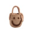 画像7: straw weird plush smile face portable bucket fur tote bag スマイル　ニコちゃんバケットトートかご籠バック (7)