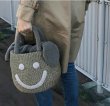 画像4: straw weird plush smile face portable bucket fur tote bag スマイル　ニコちゃんバケットトートかご籠バック (4)