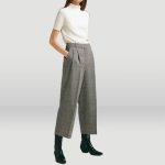 画像1: 　high waist leg length double pocket loose retro check nine pants ハイウエストチェック9部丈パンツ (1)