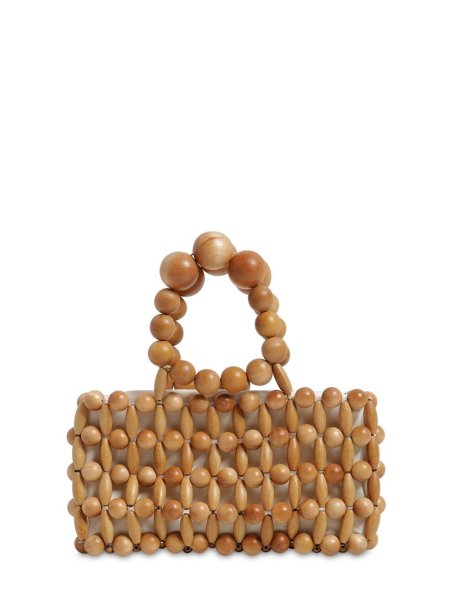 画像1:  handmade natural wooden beads clutch  tote bagハンドメイド天然木ビーズクラッチ　トートバッグ　 (1)