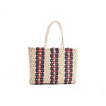 画像1:  natural  large-capacity hand-woven bag straw stripes  tote bag ストライプ　ボーダーストローかごバック　　トートバッグ　 (1)
