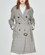 画像1: Womens new houndstooth high-density wind long  Trench Coats Windbreakers  jacket Coat チェック格子トレンチコート　ジャケッ (1)