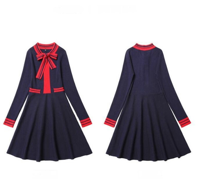 画像4: women's bow knit dress  sweater dress長袖ボウニットドレス　ワンピース (4)