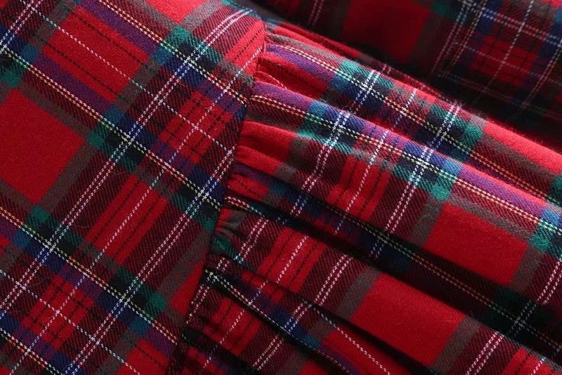 画像5: asymmetric plaid foreign trade tail Check shirt blous バックフリルチェックシャツ　ブラウス (5)