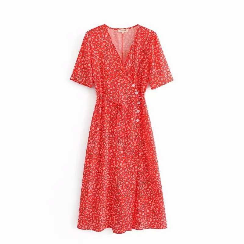 画像7: women's single French style  floral dress スター柄膝丈ドレス　ワンピース (7)