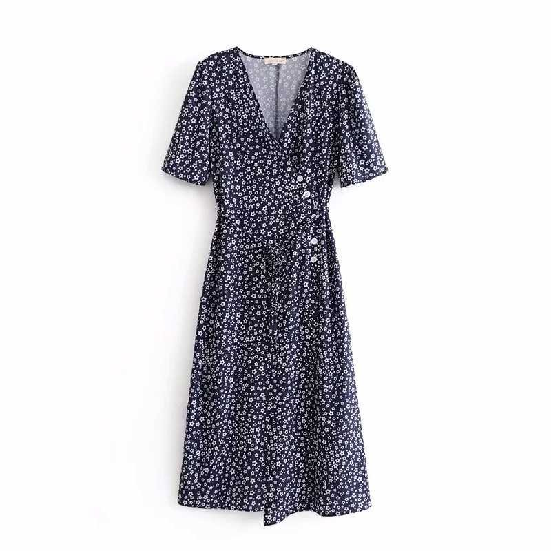 画像5: women's single French style  floral dress スター柄膝丈ドレス　ワンピース (5)
