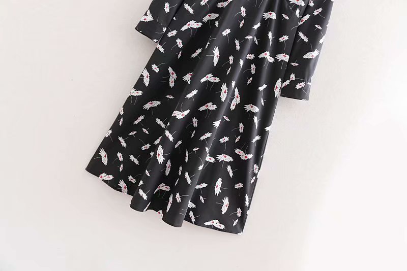 画像6: women's flower print long-sleeved dressフローラル膝丈ドレス　ワンピース (6)