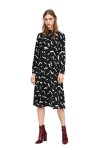 画像1: women's flower print long-sleeved dressフローラル膝丈ドレス　ワンピース (1)