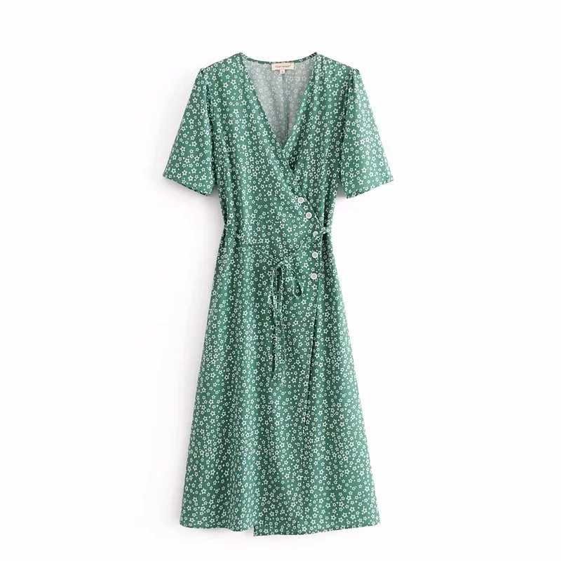 画像6: women's single French style  floral dress スター柄膝丈ドレス　ワンピース (6)