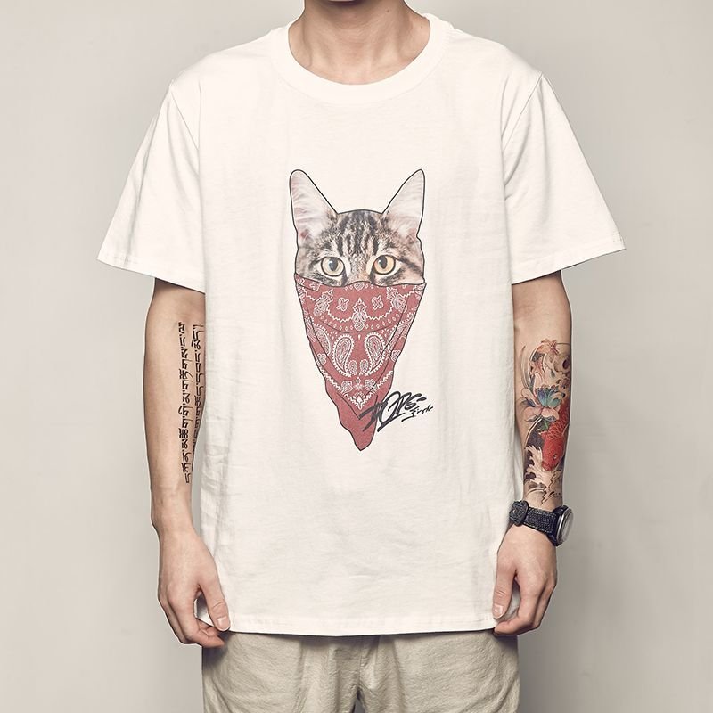 画像2: Men's  Animal Prin Short Sleeve T-Shirt アニマルキャットプリント半袖Ｔシャツ (2)