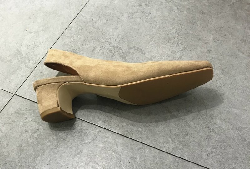 画像5: Women’s suede simple retro pumps sandals Mules スエードバックストラップパンプス　ミュール (5)