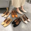 画像3: Women’s suede simple retro pumps sandals Mules スエードバックストラップパンプス　ミュール (3)