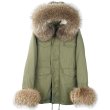 画像4: 4色 Real Raccoon fur Hoodie Military Coat Long  リアルファー付ミリタリーモッズコートロング (4)