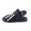 画像4: women's flat leather fringed pearls sandals  slippersパール＆フリンジレザー本革サンダルスリッパサンダル  (4)