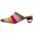 画像1: Women’s suede color matching pointed thick high-heeled shoes pumps sandals Mules本革 スエードボーダーミュール　パンプス　ミュール (1)