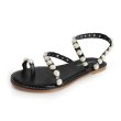 画像1: women's flat  pearls sandals  slippersパールサンダルスリッパサンダル (1)
