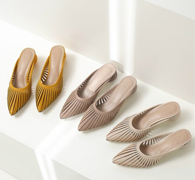 画像6: Women’s  pointed leather high-heeled shoes pumps sandals Mules本革サンダルパンプス ミュー (6)