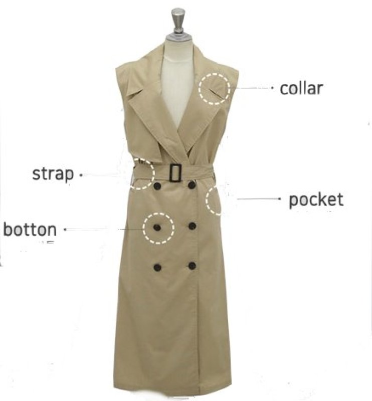 画像9: Womens windbreaker suit vest trench coat Windbreakers  jacket Coat ノースリーブベスタ型ロングトレンチコートジャケッ (9)