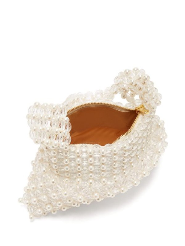 画像5:  shell transparent crystal bag retro hand-woven beaded  bag ビーズパールバッグミニトートクラッチバッグ  (5)