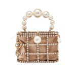 画像2: diamond decorative basket bag Rhinestone birdcage crystal bagラインストーン＆パール付バスケットミニバックトートバッグ　 (2)