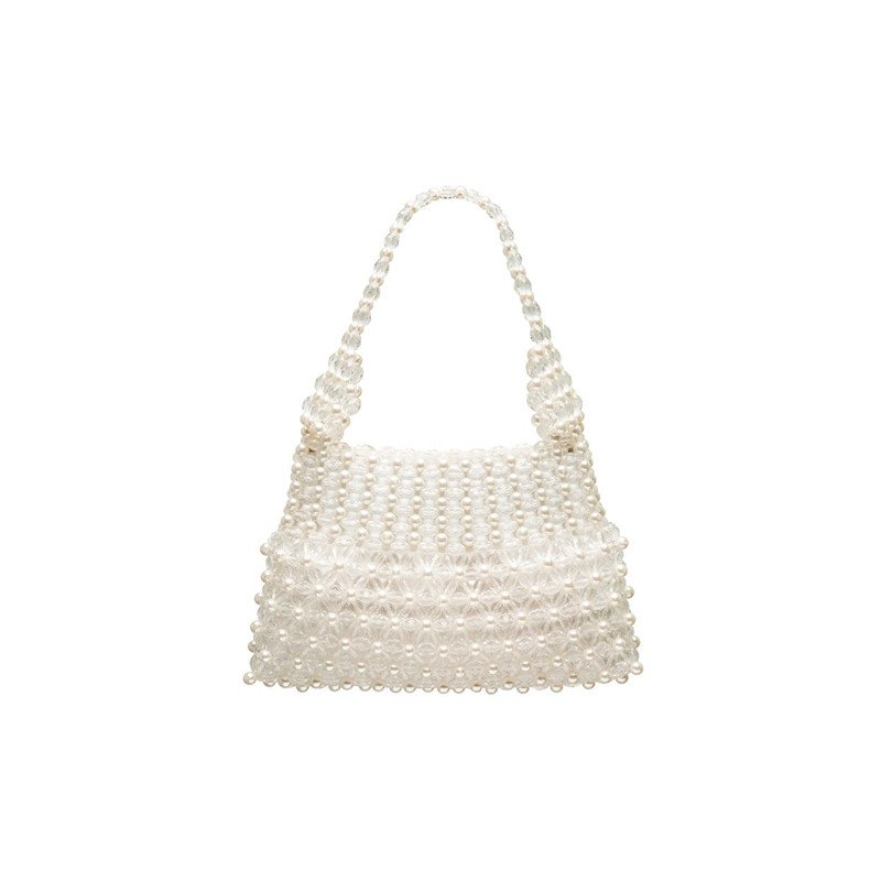 画像2:  shell transparent crystal bag retro hand-woven beaded  bag ビーズパールバッグミニトートクラッチバッグ  (2)