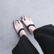 画像2: women's flat  pearl spin-to-shoulder half Sandals slippersパール付き本革レザーサンダルスリッパサンダル (2)