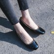 画像3: Women’s  round head flat scoop shoes  leather pumps 本革ラウンドチェーン付バイカラーフラットパンプス　 (3)