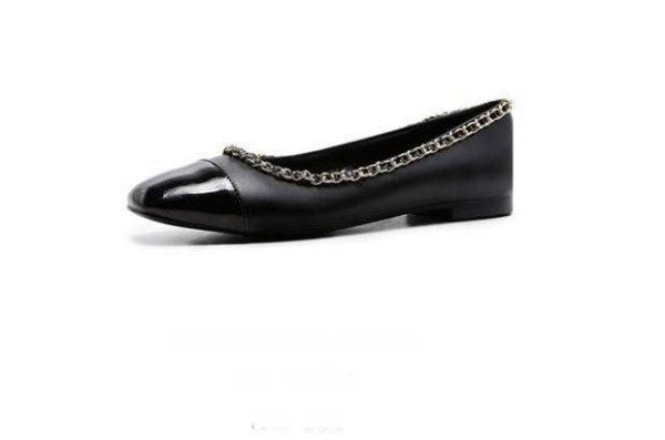 画像1: Women’s  round head flat scoop shoes  leather pumps 本革ラウンドチェーン付バイカラーフラットパンプス　 (1)