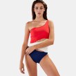 画像1: color matching tight belly swimsuit swimsuit one-piece 　カラーマッチングワンピーススウィムスーツ水着 (1)