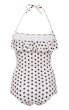 画像2: Dot Pattern One Piece Swimwearドット 水玉プリントフリル付きワンピーススイムウエア水着ビキニモノキニワンピース (2)